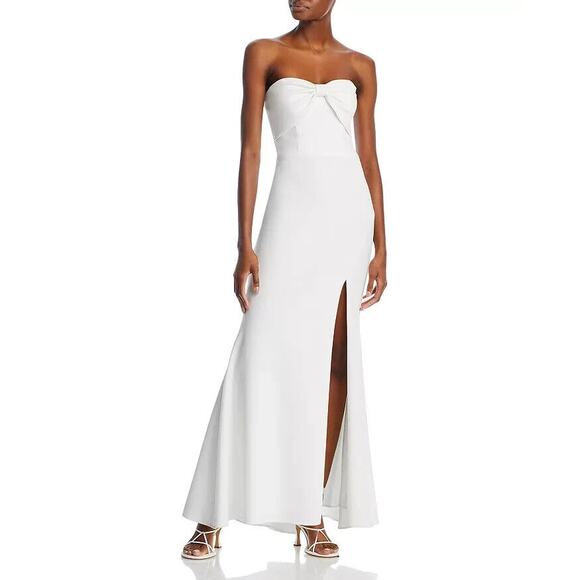 Aqua Scuba Strapless Bow Front Gown Size 12 - Picture 4 of 9